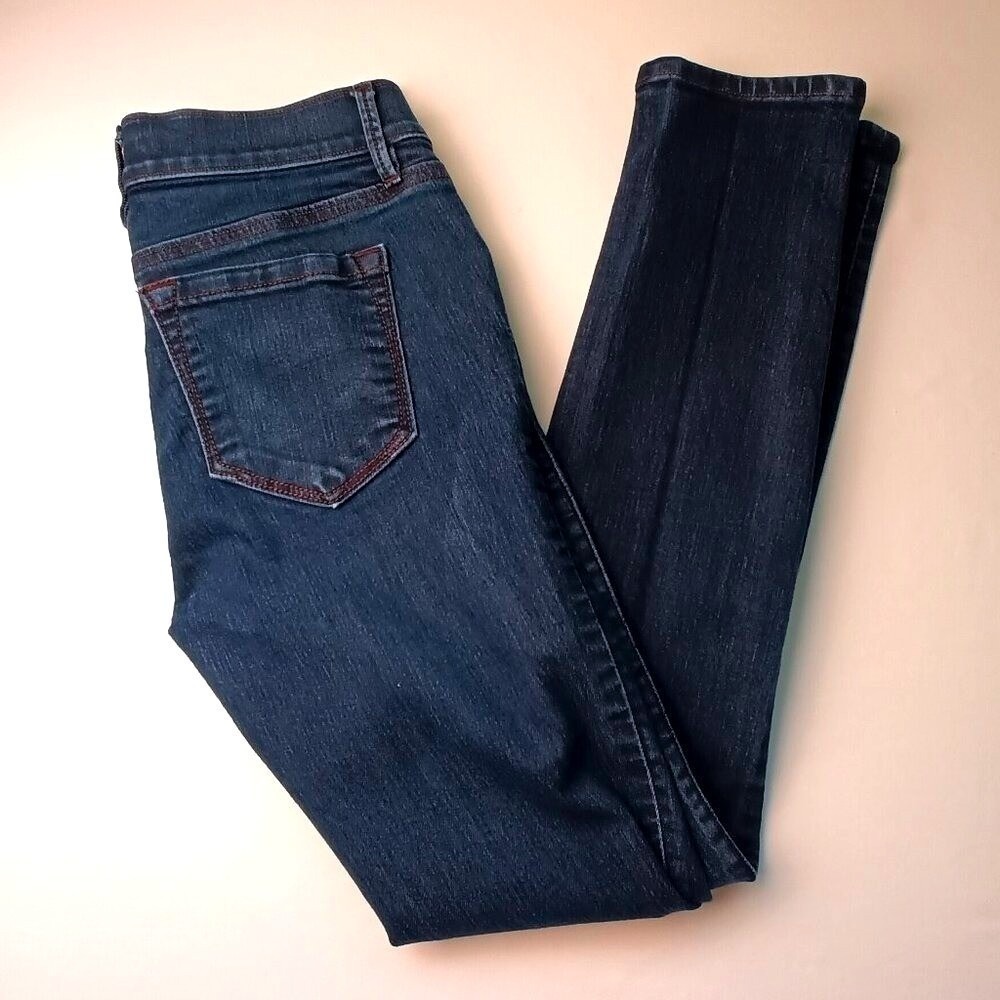 LOFT Women Low Rise Modern Skinny Jeans Dark Indigo Blue Size 25/0 Stretch Denim